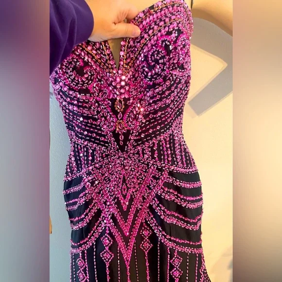 NWT Rachel Allan black & pink Formal Gown - Picture 8 of 14